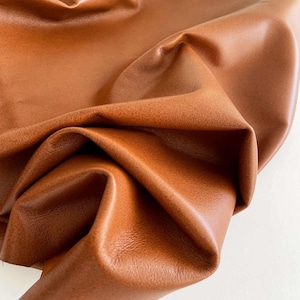 Rich Cognac Nappa leather for clothing handbags and shoes making, Leather Hides, Soft Lamb Skin, Genuine Italian leather, DIY leather Hides