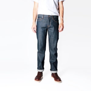 Classic Fit - Mid Rise Straight Leg - 14.5 Ounce Japanese Selvage Denim Jeans Premium Red Tag Indigo Handcrafted Sanforized Limited Edition