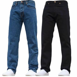 Mens Straight Fit 100% Cotton Euro Denim Basic Classic Jeans Black/Stonewash Short Jeans