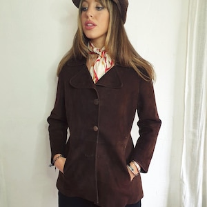 Vintage 70 Suede Leather Jacket - Women Retro Suede Bomber Jacket