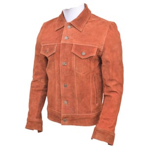 Western Suede Jacket, Men's Classic Trucker Dark Brown Genuine Suede Leather Jacket Denim Style Western, Chaqueta camionero de ante