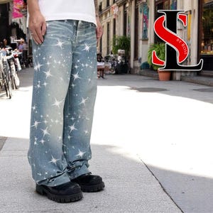 Blue Denim Pants | Unisex Denim Jeans | Casual Trouser Pants | Streetwear Outfit | Oversized Loose Pants