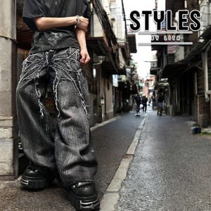 Black Baggy Pants | Streetwear Grunge Pants | Gothic Outfit | Denim Jeans | Oversized Fit
