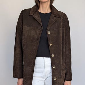 Women's Brown Suede Leather Jacket Vintage - Minimalist Style Coat